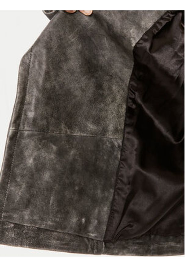 GESTUZ - Gestuz Kurtka skórzana Gwen 10909058 Szary Regular Fit. Kolor: szary. Materiał: skóra