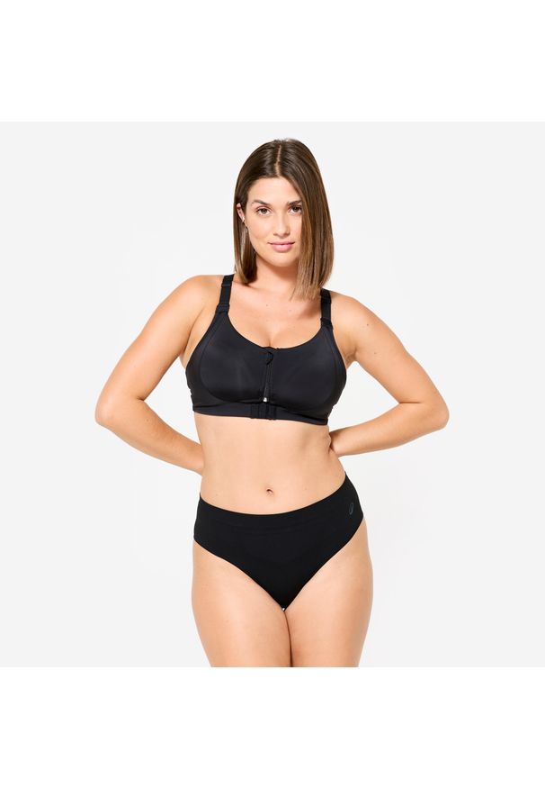 Decathlon - Stanik sportowy dla kobiet po mastektomii Jog kokoon+ (wyrób medyczny). Kolekcja: plus size. Kolor: czarny. Materiał: materiał. Sport: joga i pilates