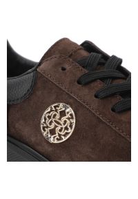 Sneakersy damskie S.Barski, sneakersy ze skóry zamszowej gruba podeszwa platforma sznurowane styl casual, brązowe, LR61-7094. Okazja: na co dzień. Kolor: brązowy. Materiał: zamsz, skóra. Obcas: na platformie #3