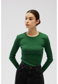 Marsala - Dopasowany top z długim rękawem w kolorze DEEP GREEN - MOODY-M. Materiał: elastan, bawełna, materiał, prążkowany, dzianina. Długość rękawa: długi rękaw. Długość: długie