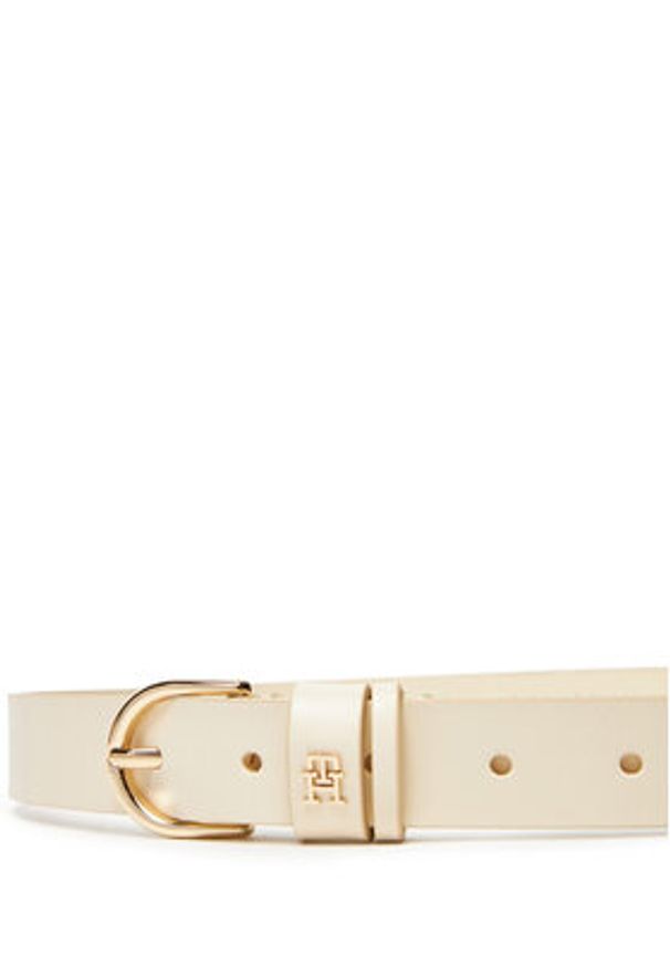 TOMMY HILFIGER - Tommy Hilfiger Pasek Damski Essential Effortless 2.5 Go AW0AW16836 Écru. Materiał: skóra