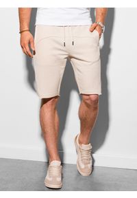 Ombre Clothing - Krótkie spodenki męskie dresowe W299 - białe - XXL. Kolor: biały. Materiał: dresówka. Długość: krótkie. Sezon: lato