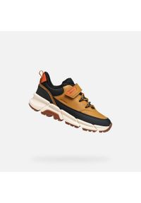 Geox - Buty GEOX J FLEXYPER PLUS BOY Brązowy. Okazja: na co dzień. Kolor: brązowy, wielokolorowy, żółty. Materiał: syntetyk, tkanina