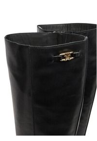 TOMMY HILFIGER - Tommy Hilfiger Kozaki Stacked Heel Leather Long Boot FW0FW08865 Czarny. Kolor: czarny. Materiał: skóra #3