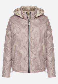 Born2be - Ciemnobeżowa Pikowana Kurtka o Dwustronnym Kroju z Odpinanym Kapturem Zeorina. Okazja: na co dzień. Kolor: beżowy. Materiał: jeans. Wzór: gładki. Styl: elegancki, casual #7