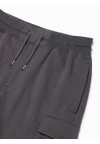 Ombre Clothing - Spodenki męskie z kieszeniami cargo - ciemnoszare V2. Kolor: szary. Materiał: dresówka, materiał, poliester, bawełna. Długość: krótkie #7