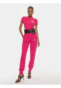 Versace Jeans Couture T-Shirt 76HAHT02 Różowy Slim Fit. Kolor: różowy. Materiał: bawełna