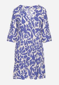 Born2be - Niebieska Wiskozowa Rozkloszowana Sukienka z Abstrakcyjnym Wzorem Liracalia. Okazja: na co dzień. Kolor: niebieski. Materiał: wiskoza. Styl: casual, elegancki #5