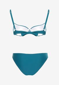 Born2be - Zielone Dwuczęściowe Bikini z Ozdobnym Wiązaniem i Figami Alha. Kolor: niebieski. Materiał: tkanina. Wzór: gładki #6