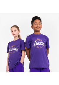 TARMAK - Koszulka do gry w koszykówkę dla dzieci Tarmak NBA Lakers TS 900. Kolor: fioletowy, wielokolorowy. Materiał: poliester, materiał. Sport: koszykówka