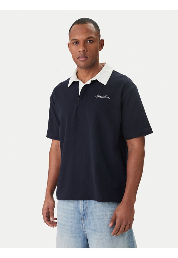 Guess Jeans Polo M6GP13 KCYM1 Granatowy Oversize. Typ kołnierza: polo. Kolor: niebieski. Materiał: bawełna