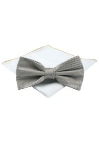 Męska Mucha (Poszetka w Zestawie) - Chattier - Stalowy Odcień Beżu. Kolor: brązowy, wielokolorowy, beżowy. Styl: sportowy, elegancki