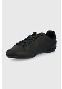 Lacoste sneakersy skórzane CHAYMON CRAFTED 0722 1 kolor czarny. Nosek buta: okrągły. Zapięcie: sznurówki. Kolor: czarny. Materiał: skóra. Sport: bieganie