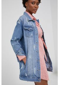 Answear Lab kurtka jeansowa damska przejściowa. Okazja: na co dzień. Kolor: niebieski. Materiał: jeans. Styl: wakacyjny