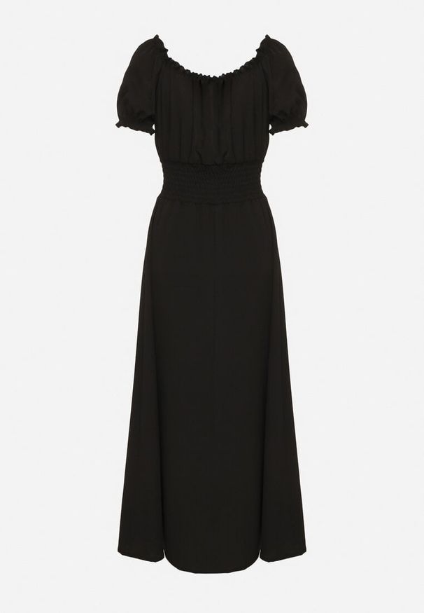 Born2be - Czarna Sukienka Ozdobiona Bufkami Dolinossa. Okazja: na co dzień. Kolor: czarny. Wzór: aplikacja. Sezon: lato. Styl: casual