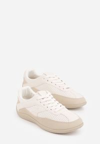 Born2be - Beżowe Sneakersy Ozdobione Geometrycznym Motywem Lamemisia. Okazja: na co dzień, na spotkanie biznesowe, do pracy. Kolor: beżowy. Wzór: geometria, aplikacja #4