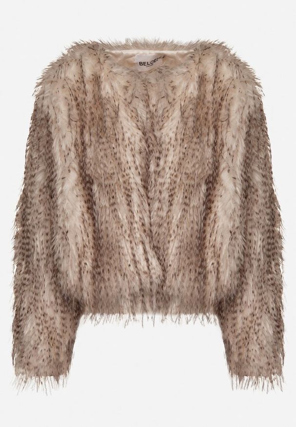 Born2be - Brązowa Futrzana Kurtka z Cieniowanym Wzorem Tusvella. Okazja: na co dzień. Kolor: brązowy. Materiał: futro. Styl: klasyczny, casual