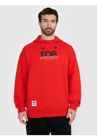 4f - 4F Bluza dresowa nierozpinana z kapturem męska - czerwona S. Typ kołnierza: kaptur. Kolor: czerwony. Materiał: dresówka. Styl: klasyczny #1