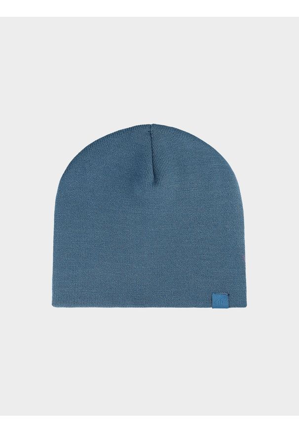 4f - Czapka beanie dziecięca - granatowa. Kolor: niebieski. Materiał: syntetyk, materiał. Sezon: zima. Styl: sportowy, klasyczny