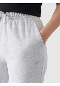 4f - 4F Spodnie dresowe joggery damskie - szare S. Kolor: szary. Materiał: dresówka. Wzór: gładki, ze splotem