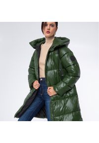 Wittchen - Damski płaszcz pikowany oversizowy zielony. Kolor: zielony. Materiał: nylon. Długość: długie. Styl: elegancki