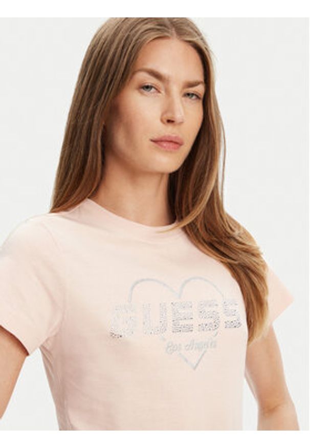 Guess T-Shirt V5GI10 K9RM1 Różowy Regular Fit. Kolor: różowy. Materiał: bawełna