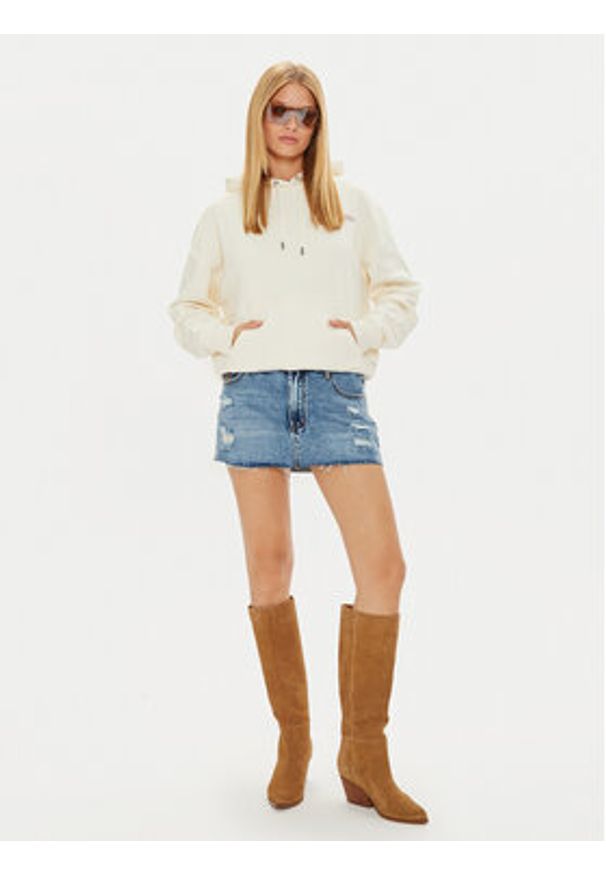 Guess Jeans Bluza W4BQ21 KC811 Beżowy Regular Fit. Kolor: beżowy. Materiał: bawełna