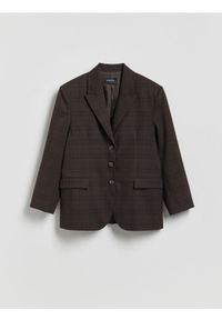 Reserved - Jednorzędowa marynarka w kratę - ciemnobrązowy. Kolor: brązowy. Materiał: tkanina, wiskoza #1