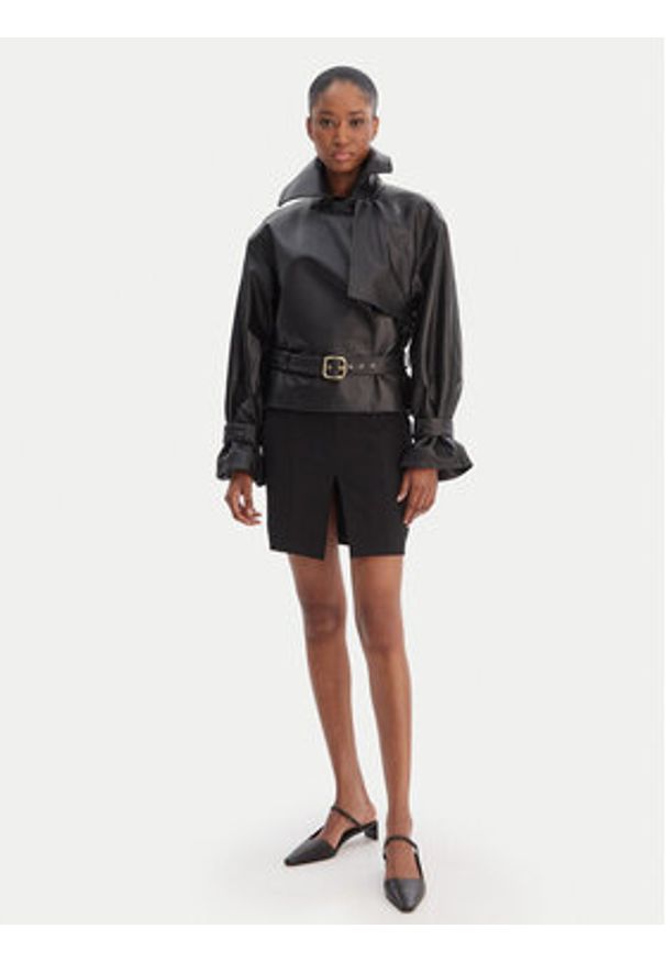 Hugo - HUGO Kurtka skórzana Lanitte 50560068 Czarny Relaxed Fit. Kolor: czarny. Materiał: skóra