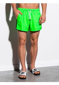 Ombre Clothing - Kąpielówki męskie W251 - zielone - L. Kolor: zielony. Materiał: poliester. Wzór: aplikacja #2