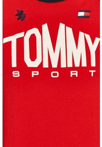 Tommy Sport - T-shirt. Okazja: na co dzień. Kolor: czerwony. Materiał: dzianina. Wzór: nadruk. Styl: sportowy