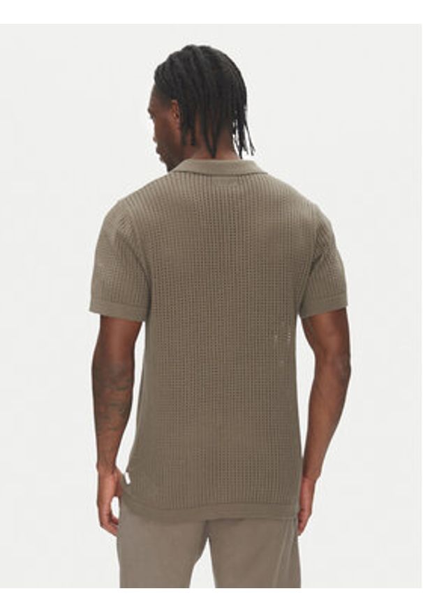 Lindbergh Polo 30-804126 Beżowy Relaxed Fit. Typ kołnierza: polo. Kolor: beżowy. Materiał: bawełna