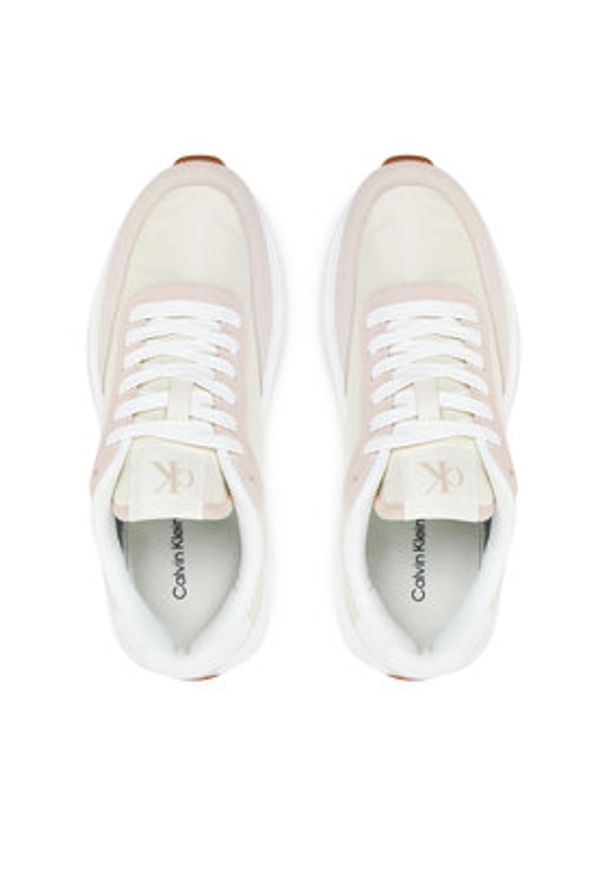 Calvin Klein Jeans Sneakersy Athleisure Runner Laceup Mix Wn YW0YW01774 Biały. Kolor: biały. Materiał: skóra, zamsz