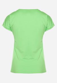 Born2be - Jasnozielona Bluzka T-shirt z Napisem na Przodzie Vanneli. Okazja: na co dzień. Kolor: zielony. Materiał: materiał. Długość rękawa: krótki rękaw. Długość: krótkie. Wzór: napisy. Styl: casual #6