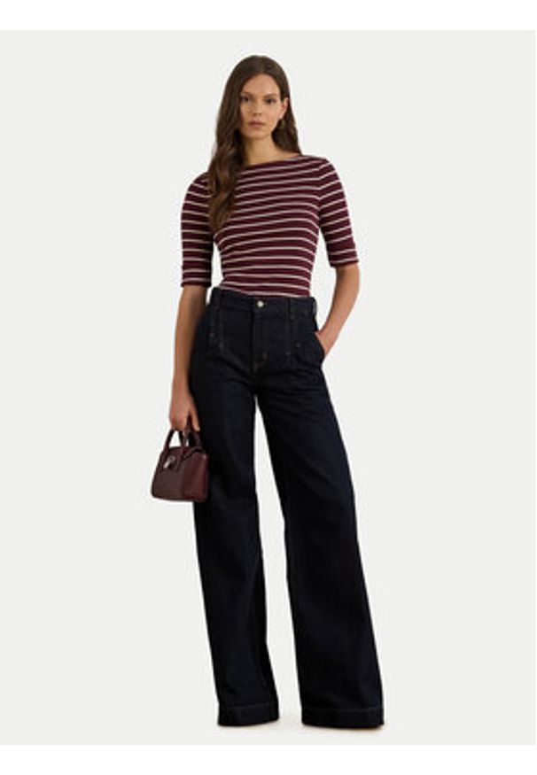 Lauren Ralph Lauren - LAUREN RALPH LAUREN Bluzka 200P03723001 Brązowy Slim Fit. Kolor: brązowy. Materiał: bawełna
