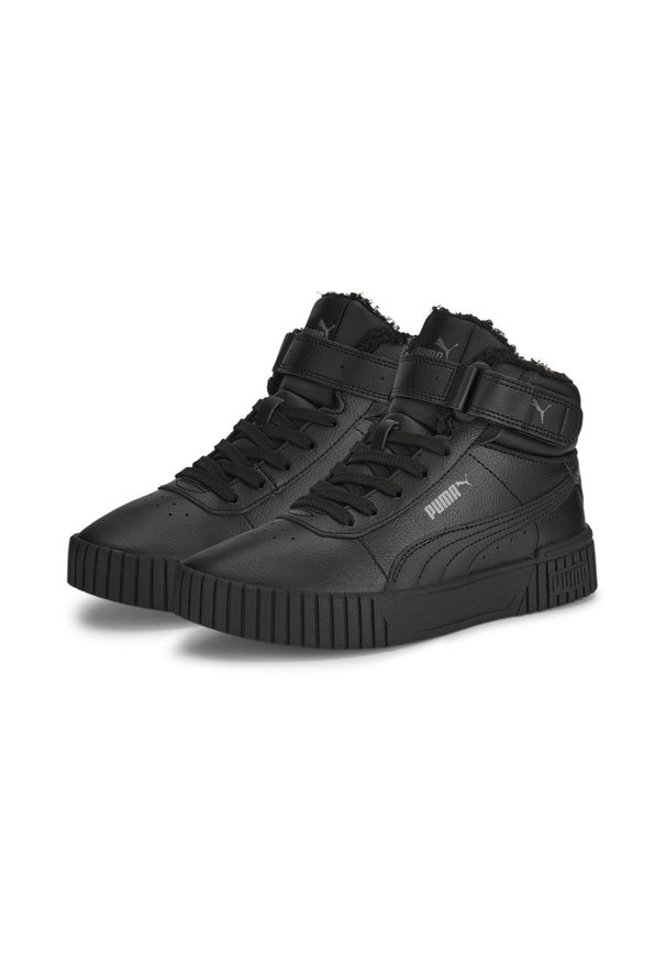 Buty do chodzenia Puma CARINA 2.0 MID WTR JR. Kolor: czarny, szary, wielokolorowy. Materiał: materiał, guma, syntetyk. Sport: turystyka piesza