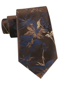 Męski Krawat - Brązowy w Kwiaty - Alties. Kolor: beżowy, wielokolorowy, brązowy. Materiał: tkanina. Wzór: kwiaty. Styl: elegancki, wizytowy #1