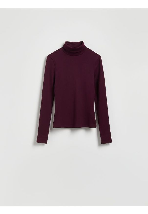 Reserved - Bawełniany golf - bordowy. Typ kołnierza: golf. Kolor: czerwony. Materiał: bawełna