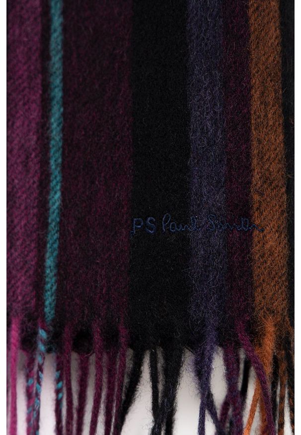 PS PAUL SMITH - PS Paul Smith szalik wełniany kolor fioletowy wzorzysty. Kolor: fioletowy. Materiał: wełna