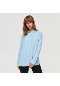 House - Gładka koszula z wiskozy błękitna - Niebieski. Kolor: niebieski. Materiał: wiskoza. Wzór: gładki