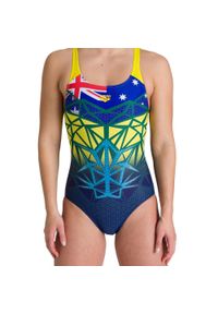 Strój kąpielowy damski jednoczęściowy na basen Arena Australia. Kolor: czerwony, niebieski, wielokolorowy, żółty #1