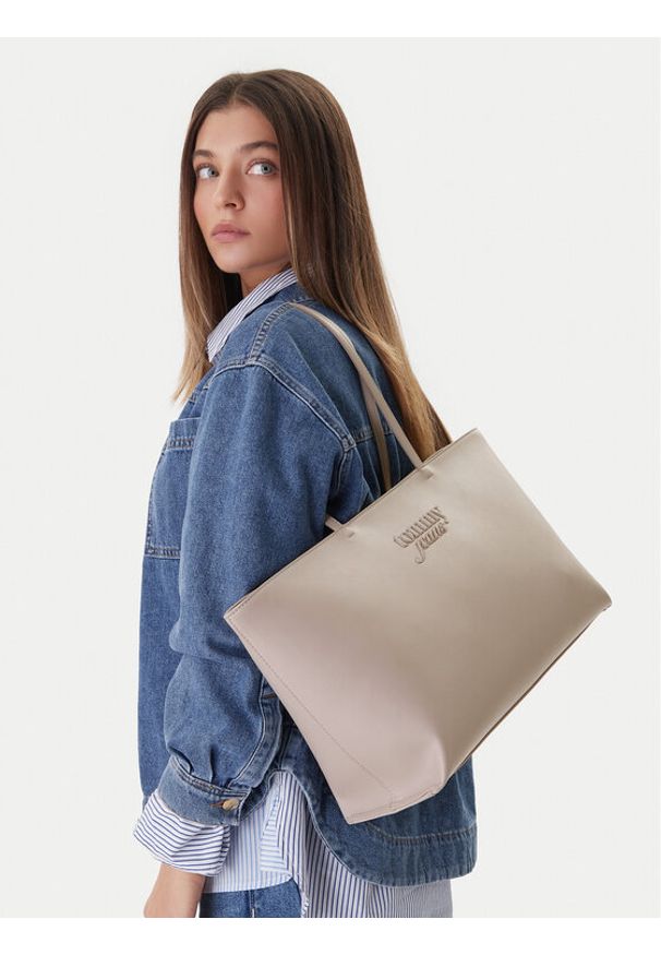 Tommy Jeans Torebka Tjw Must Tote AW0AW18455 Beżowy. Kolor: beżowy. Materiał: skórzane