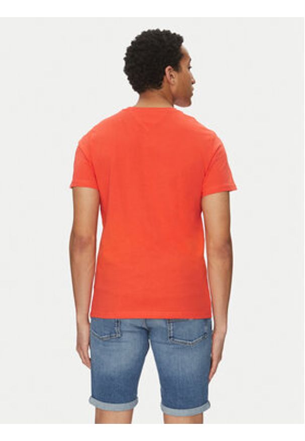 Tommy Jeans T-Shirt Essential DM0DM20740 Pomarańczowy Slim Fit. Kolor: pomarańczowy. Materiał: bawełna