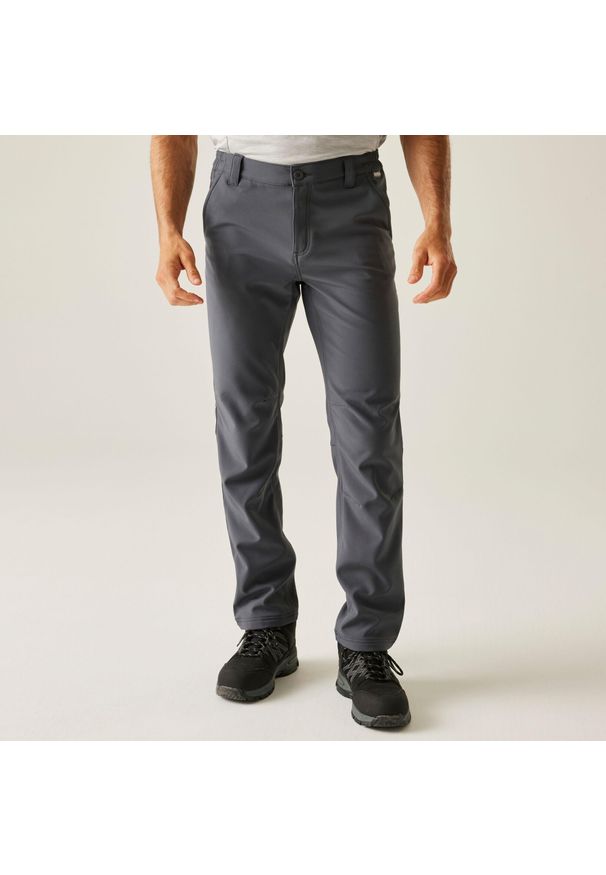 Regatta - Męskie spodnie trekkingowe Fenton Softshell. Kolor: szary. Materiał: softshell. Sezon: lato. Sport: turystyka piesza