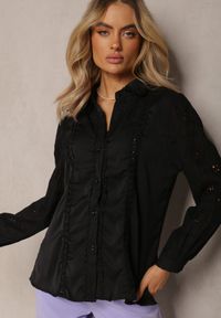 Renee - Czarna Koszula w Stylu Boho z Ozdobnym Haftem Anvia. Kolor: czarny. Wzór: haft. Styl: boho