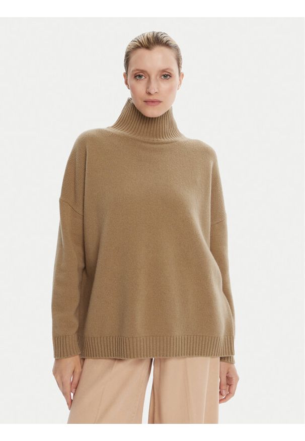 Weekend Max Mara Golf Borgia 2525366112 Beżowy Relaxed Fit. Typ kołnierza: golf. Kolor: beżowy. Materiał: wełna