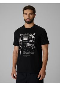 4f - 4F T-shirt regular z nadrukiem męski - czarny L. Okazja: na co dzień. Kolor: czarny. Materiał: bawełna, materiał, dzianina. Wzór: nadruk. Styl: casual, klasyczny #1