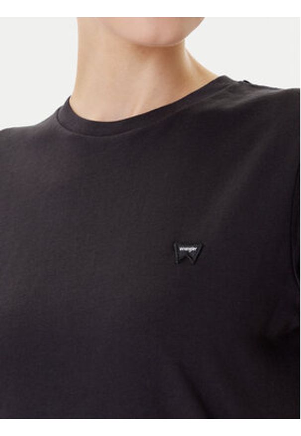 Wrangler T-Shirt Sign Off 112373023 Czarny Slim Fit. Kolor: czarny. Materiał: bawełna