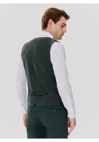 Pako Lorente - PAKO LORENTE – Dwurzędowa kamizelka męska w kolorze zielonym. Kolor: zielony. Materiał: elastan, wełna, bawełna, poliamid, len #4