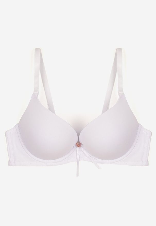 Born2be - Biały Gładki Biustonosz z Ramiączkami z Możliwością Odpięcia Salmiria. Kolor: biały. Wzór: gładki